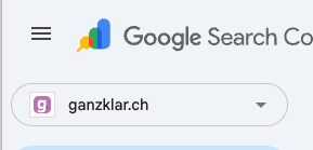 Google Search Console: Property-Auswahl oben links