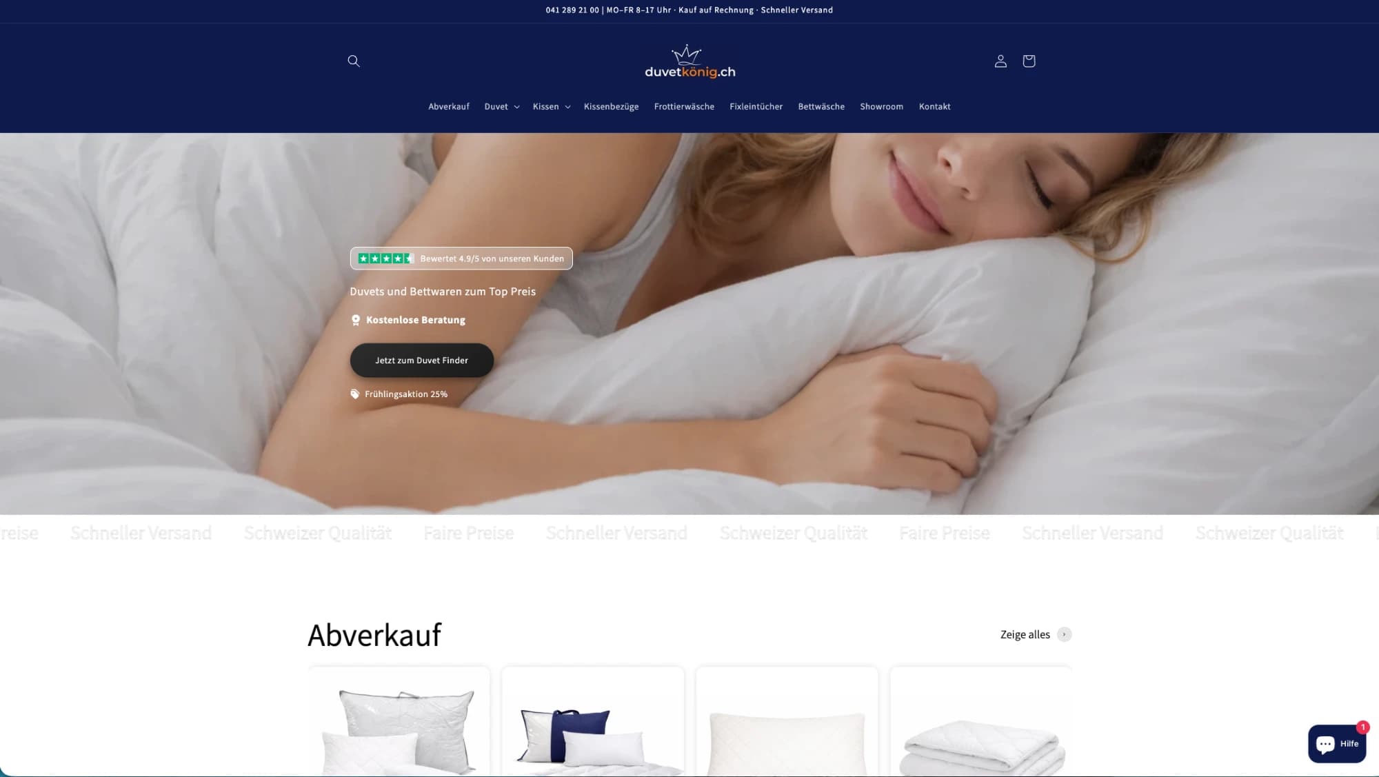 Startseite von duvet-koenig.ch